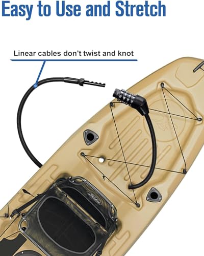 NDakte Bike Lock, Extra Long Straight Cable Lock (6FT, 12FT, 18FT, 22FT, 27ft) with Resettable Combination, Unique Narrow Designed for Kayaks, Scooters, Paddle Boards and Outdoor Gear - size: 27 Feet