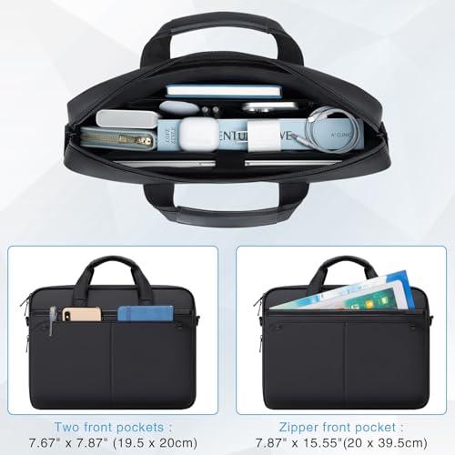 RAINYEAR 15.6 Inch Laptop Bag Expandable Shoulder Bag with Handle for Men | Waterproof Laptop Messenger Bag Large Capacity Computer Laptop Briefcase with Pockets for Travel Business Work Office, Black