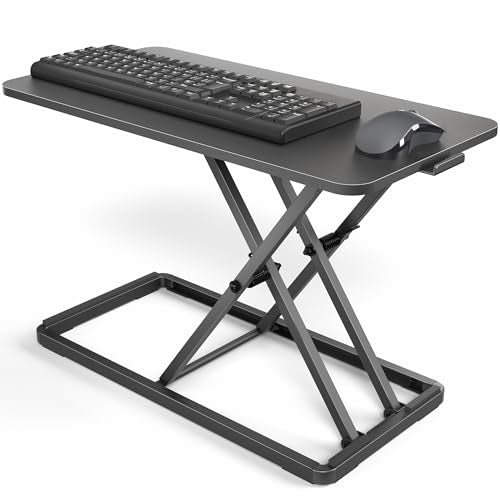 VIVO Single Top 24 inch Scissors Lift Keyboard and Mouse Riser, Height Adjustable Laptop Desk, For Ergonomic Sit Stand Workstations, Black, DESK-V024A - color: Black, size: 24"