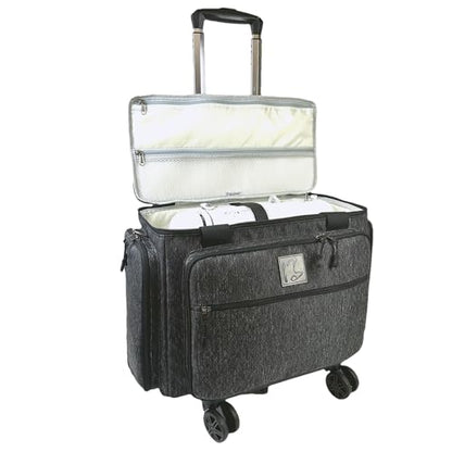 Rolling Sewing Machine Bag with Five 360-Degree Rotating Wheels,Sewing Machine Carrying Case Fits for Most Standard Sewing Machines,YKK zipper,Hard Bottom Pad (Black) - color: Black
