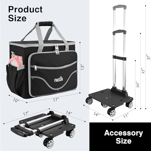 Rolling Craft Bag With Wheels, Teacher Tote Organizer With Detachable Cart - color: Black