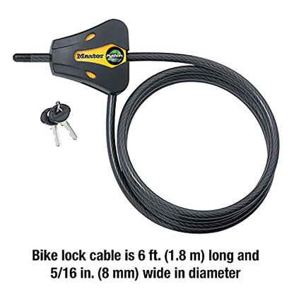 Master Lock 8419DPF Python Cable Lock with Key, 1 Pack - size: 6' x 5/16" diameter