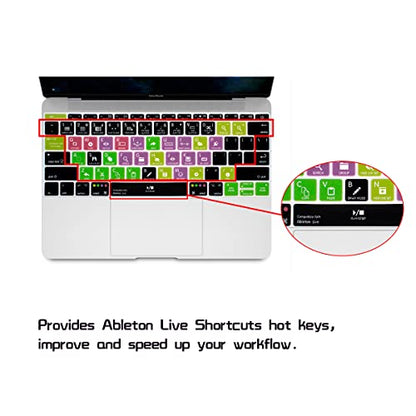 HRH Ableton Live Hotkey Silicone Keyboard Cover Skin for MacBook Pro 13" A1708 A1988 No Touch Bar 2018 2017 2016 Release and for MacBook 12" A1534 (2015)&A1931(2018) USA Layout Protective Skin - color: Hotkey-Ableton Live