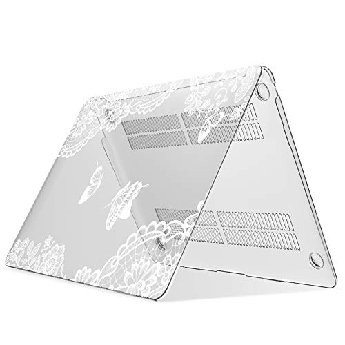 IBENZER Compatible with New MacBook Air 13 inch case 2022 2021 2020 M1 A2337 A2179 A1932, Hard Shell Case&Keyboard Cover&Screen Film for Mac Air 13 with Touch ID (2018-2022), Lace, AT13-LACE+2 - color: LACE