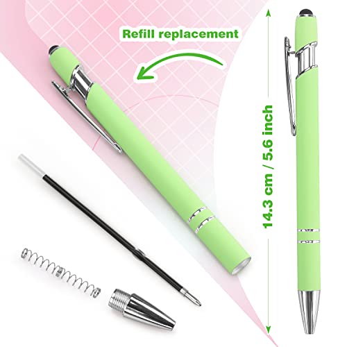 Bribobo 8 Pack Ballpoint Pen 2-in-1 Stylus, 1.0 mm Black Ink | Retractable Ballpoint Pen with Stylus tip, Metal Stylus Pen for Touch Screens - color: 8 Pastel