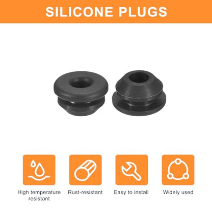 UXcell 25pcs Silicone Round Locking Snap-in Hole Stoppers for 6.5-7mm Metal Tube, Furniture End Caps, Black - size: 6.5-7mm