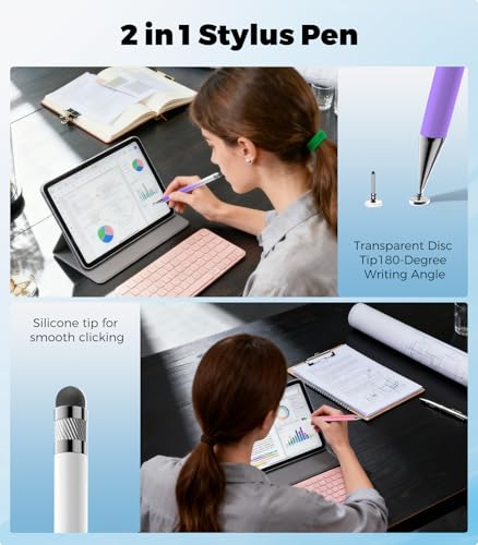 Kenkor Stylus(3pcs),2-in-1 Stylus Pen for Touch Screen, Stylus Pen for iPad | No Charging,Compatible with Apple(iPhone/iPad)/Nintendo Switch/Samsung/Google/Microsoft/Android Tablets Touch Screens Devices - color: Pink+Blue+Purple