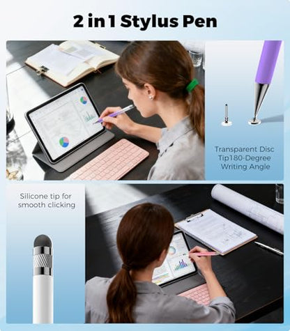 Kenkor Stylus(3pcs),2-in-1 Stylus Pen for Touch Screen, Stylus Pen for iPad | No Charging,Compatible with Apple(iPhone/iPad)/Nintendo Switch/Samsung/Google/Microsoft/Android Tablets Touch Screens Devices - color: Pink+Blue+Purple