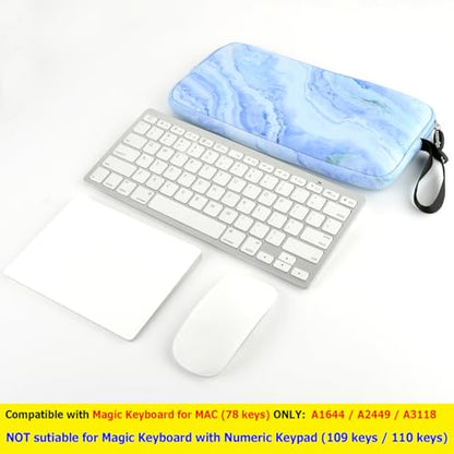 Neoprene Carrying Keyboard Sleeve Case Bag Protection Pouch Compatible with Magic Keyboard 1 & 2, Wireless Keyboard, Magic Mouse, Magic Trackpad and Wireless Trackpad (Blue Marble Pattern) - color: Blue Marble Pattern