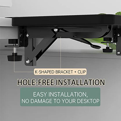 Sisyphy Ergonomics Desk Extender Tray, 11.8x5.9" Punch-Free Clamp on, Foldable Keyboard Drawer Tray, Table Mount Arm Wrist Rest Shelf, Computer Elbow Arm Support - color: Carbon, size: 5.9*11.8"(30*15cm)