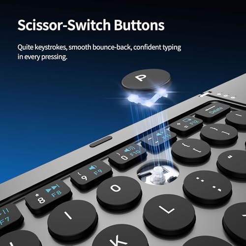 Ultra Slim Foldable Wireless Keyboard with Holder, Pocket Folding Keyboards with Touchpad for Smartphone Tablet and Laptop