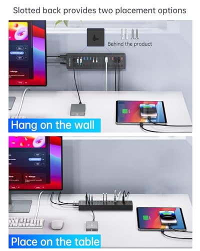 Powered USB 3.0 Hub, ACASIS 16 Port USB Hub Powered(Include 2*USB C 3.0+4 Smart Charging Port) with 60W Power Adapter, Support Wall Mount, USB Hub for PC Laptop, Mac, Printer, Camera
