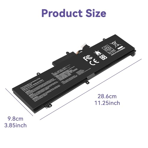 C41N1837 Battery Replacement for Asus Rog Zephyrus GA502 GA502D GA502DU GA502GU GA502IV GU502 GU502DU GU502GV GU502LU GU502LW GU502LV GX502LXS GX502GV GX502GW GU532 GX532 GU532GU GU532GV GX532GV - size: C41N1837 12.60*5.28*1.06 in