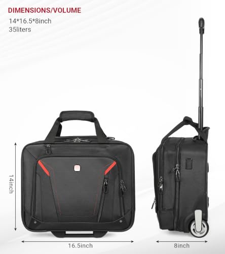 star cloud Rigid Frame Rolling Laptop Bag 18"×14"×8", Water-Resistant Rolling Briefcase with Wheels, Business Travel Computer Bag, Underseat Carry on Luggage for Men & Women