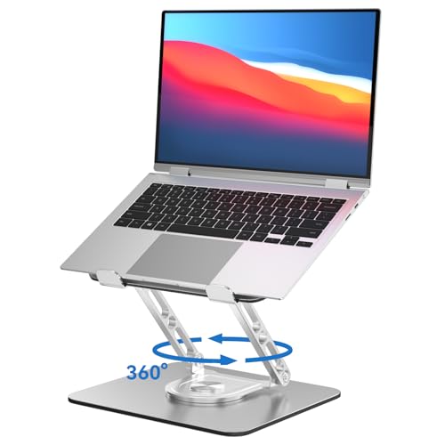Laptop Stand for Desk Adjustable Computer Stand with 360 Rotating Base Ergonomic Laptop Riser Mount for Desk Foldable Protable Computer Desk Fits with MacBook Pro Air, Rectangle - color: Rectangle, Silver