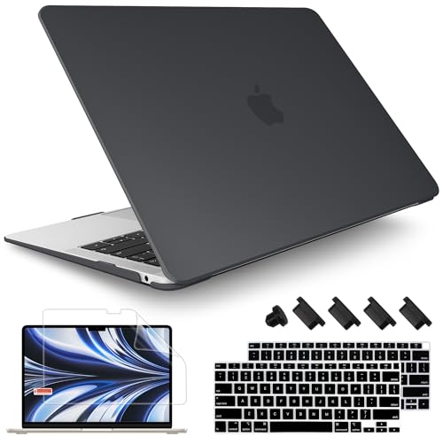 May Chen Compatible with New MacBook Air 13 inch Case 2021 2020 2019 2018 Release, Plastic Hard Shell with Keyboard Case for MacBook Air 13 inch with Retina Dispaly Fits Touch ID, Bllack - color: Black