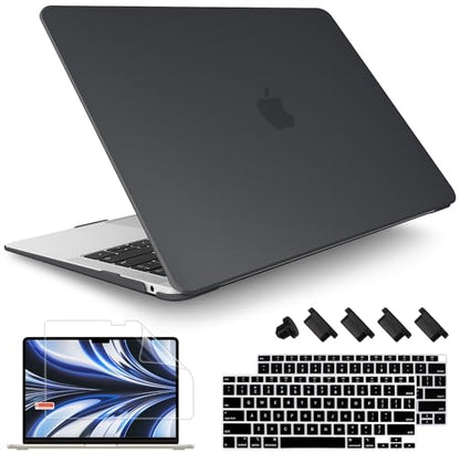 May Chen Compatible with New MacBook Air 13 inch Case 2021 2020 2019 2018 Release, Plastic Hard Shell with Keyboard Case for MacBook Air 13 inch with Retina Dispaly Fits Touch ID, Bllack - color: Black