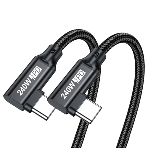 240W USB C to USB C Cable 0.5FT,PD 3.1 Type C to C 5A Fast Charging Cable Right Angle for MacBook Pro/Air,iPad Pro/Air/Mini,iPhone15/15Pro/15Plus/15ProMax,Samsung S24/S23/S22,Surface Book2,Pixel - style: Dual 90° Right Angle