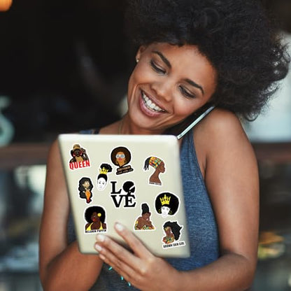 Zonon 100 Pcs Melanin Stickers Black Girl Laptop Water Bottle Decal | Waterproof Vinyl for Teens Women, Computer Skateboard Phone, Black Girl Magic Empowerment Theme, Aesthetic Graffiti Patches - style: Classic