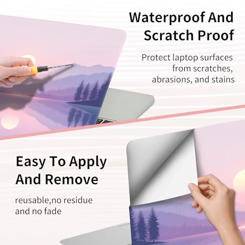 15.6 Inch Laptop Skin Sticker, Reusable Vinyl Cover Protector with 2 Wrist Pad Skins, Removable Waterproof Scratch-Resistant for 12-15.6 Inch Laptop Notebook,Mountain Lake At Dawn - color: Mountain Lake At Dawn
