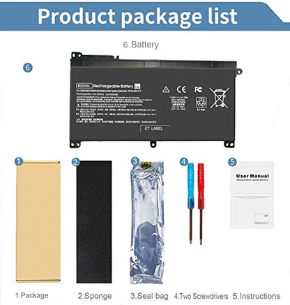 BI03XL Battery for HP Pavilion X360 13-U M3-U m3-u101dx m3-u103dx m3-u105dx 13-u102nr Stream 14-AX 14-ax010wm 14-ax020wm 14-ax030wm 14-ax040wm ON03XL 915486-855 844203-850 844203-855 - size: 7.5 x 4 x 0.5 inches BI03XL BATTERY