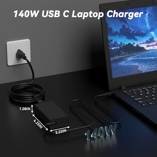 140W 135W USB C Charger 20V 7A Compatible with Lenovo Slim Pro 7 9, IdeaPad Pro 5, Yoga Pro 9 7,ThinkPad Z16 P16s P15s P14s E16 E15,ThinkBook 15 16,ldeapad 5Pro16 Gaming 2-in-1 AC Adapter
