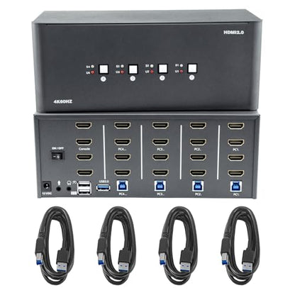 KVM Switch, HDMI 4k@60Hz KVM Switch with 4 USB 3.0 Port and 3.5mm Audio,4 Computers Share One Set of Leyboard, Mouse and Monitors,Supports Windows/Mac/Linux