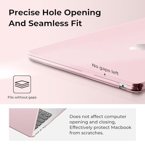 EooCoo Case for MacBook Air 15 inch M5 M4 M3 M2 2026-2023, Crystal Pink | Easy to Install, Sturdy, Plastic Hard Shell Case & Keyboard Cover & Screen Protector, Model: A3448 A3241 A3114 A2941 - color: Crystal Pink