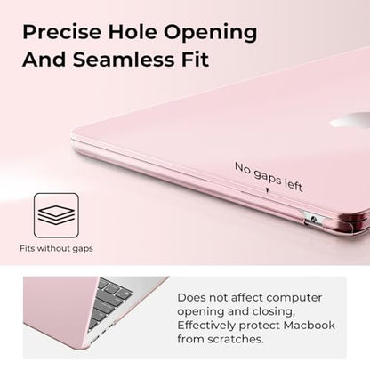 EooCoo Case for MacBook Air 15 inch M5 M4 M3 M2 2026-2023, Crystal Pink | Easy to Install, Sturdy, Plastic Hard Shell Case & Keyboard Cover & Screen Protector, Model: A3448 A3241 A3114 A2941 - color: Crystal Pink