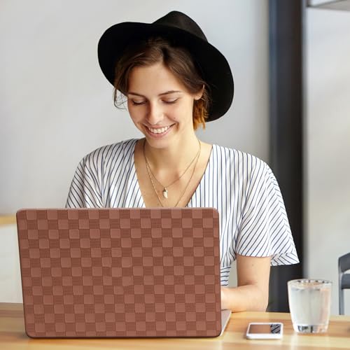 Checkered Print for MacBook Pro 13 inch Case M2 2026-2016 A2338 M1 A2251 A2289 A2159 A1989 A1708 A1706,Checkered Textured Cream Leather Hard Shell Case & Keyboard Cover,Checkerboard Brown - color: Checkerboard Brown, size: 2016-2026 Macbook Pro 13 inch M1