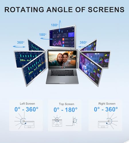 16" Laptop Screen Extender, 1200P IPS Quad Monitor | For 13.6-17.3-inch laptops; supports Windows 10+ and 2019+ MacBooks with M1/M2/M3/M4 via one USB-C/A cable - size: 16 inches