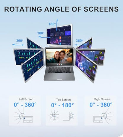 16" Laptop Screen Extender, 1200P IPS Quad Monitor | For 13.6-17.3-inch laptops; supports Windows 10+ and 2019+ MacBooks with M1/M2/M3/M4 via one USB-C/A cable - size: 16 inches