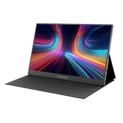 Packard Bell 15.6" Portable FHD 1080P Monitor – Ultra-Slim IPS Display with USB-C & HDMI, Smart Cover & Speakers, HDR, Plug & Play – Ideal External Monitor for Laptop, PC, Phone, and Mac