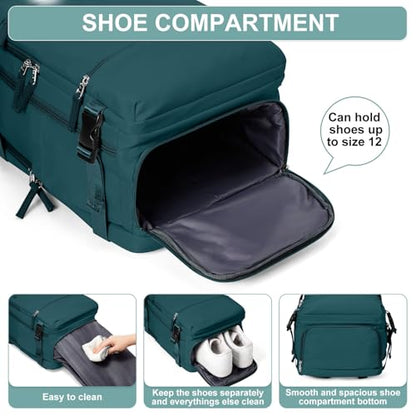 suwasp Travel Backpack Simple Durable Carry On Backpack with Shoe Compartment, Personal Item Travel Bag Flight Approved, Water Resistant Laptop Backpack for Women Men Weekender Business, Peacock Blue - color: Peacock Blue