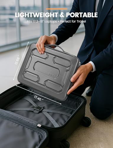 DOMISO 18 inch Laptop Sleeve with Handle Shockproof Computer Bag Waterproof EVA Protective Carrying Case for 17.3" MSI GS73VR Stealth Pro/HP Envy 17/LG Gram 17"/ROG Strix GL702VS, Dark Grey - color: Dark Grey, size: 17.5-18 inch
