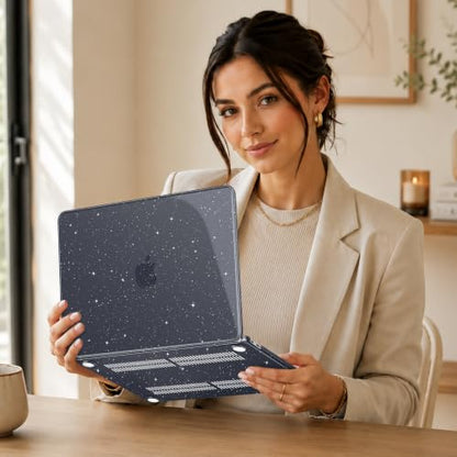 May Chen Compatible with MacBook Neo 13 inch Case 2026 Model A3404, Plastic Hard Shell,Keyboard Cover,Screen Protector,Dust Plug, for MacBook Neo 13" with A18 Pro Chip, Glitter Black - color: Glitter Black