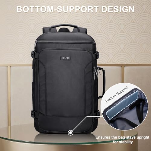 Travel Backpack Carry On Everyday Laptop Backpack Fits 16" Laptop | Flight Approved Luggage Backpack for Men Women, Suitcase-Style Main Pocket, Laptop Compartment, USB Port, for Travel, Daily - color: Black