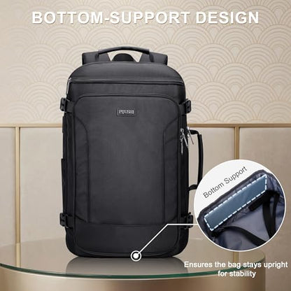 Travel Backpack Carry On Everyday Laptop Backpack Fits 16" Laptop | Flight Approved Luggage Backpack for Men Women, Suitcase-Style Main Pocket, Laptop Compartment, USB Port, for Travel, Daily - color: Black