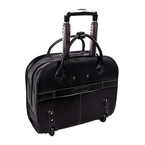 McKlein Granville, Top Grain Cowhide Leather, 15" Leather Horizontal Wheeled Ladies' Laptop/Computer & Tablet Business Briefcase/Rolling Overnight Travel Bag, Removable trolley case