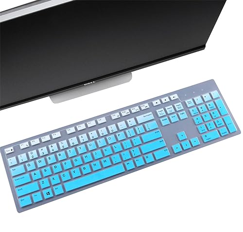 Keyboard Skin Compatible with Dell KB216 / KM636 Keyboard & Dell Optiplex 5250 3050 3240 5460 7450 7050 & Dell Inspiron AIO 3475 3670 3477 All-in one Desktop – Ombre Blue - color: Ombre Blue, size: Compatible Dell KM636 KB216 Keyboard