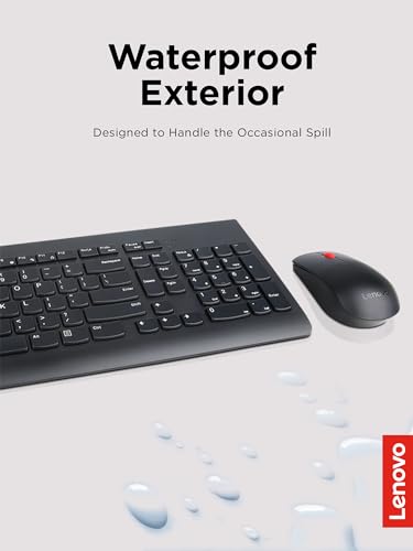 Lenovo 510 Wireless Keyboard & Mouse Combo, 2.4 GHz Nano USB Receiver, Full Size, Island Key Design, Left or Right Hand, 1200 DPI Optical Mouse, GX30N81775, Black - color: Black