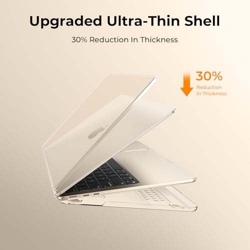 EooCoo Case Compatible with MacBook Air 15 inch 2024 2023 Release M3 A3114 M2 A2941 Liquid Retina Display, Plastic Hard Shell Case + Keyboard Cover + Screen Protector, Crystal Starlight | Easy to Install, Sturdy, Plastic Hard Shell Case & Keyboard Cover &
