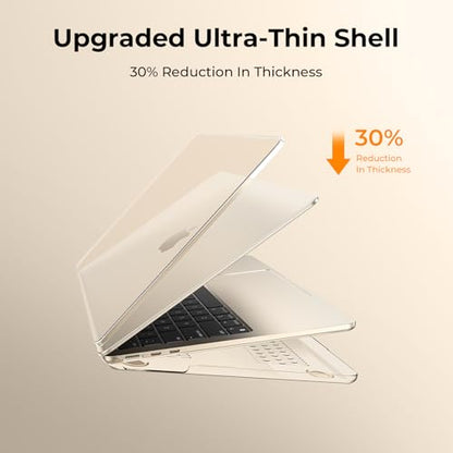 EooCoo Case Compatible with MacBook Air 15 inch 2024 2023 Release M3 A3114 M2 A2941 Liquid Retina Display, Plastic Hard Shell Case + Keyboard Cover + Screen Protector, Crystal Starlight | Easy to Install, Sturdy, Plastic Hard Shell Case & Keyboard Cover &