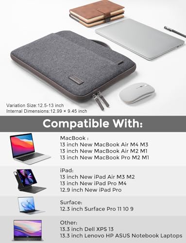 DOMISO Laptop Case Sleeve Protective Cover Compatible with MacBook Air 13 M4 M3 M2,MacBook Pro M2 M1,iPad Air/Pro,13 inch Dell,Lenovo, HP,Asus,Waterproof Computer Cases Bag with Handle,Dark Grey - color: Dark Grey, size: 13" for MacBook Air/Pro