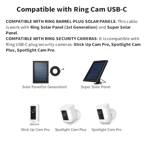 Tonton 2-Pack Barrel Plug to USB-C Adapter for Ring Solar Panel, DC Female to USB-C Male, Compatible with Stick Up Cam Pro & Spotlight Cam Plus/Pro, White