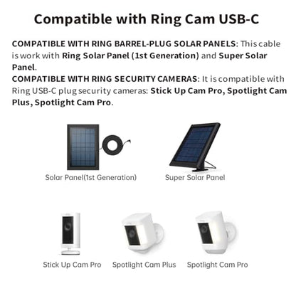 Tonton 2-Pack Barrel Plug to USB-C Adapter for Ring Solar Panel, DC Female to USB-C Male, Compatible with Stick Up Cam Pro & Spotlight Cam Plus/Pro, White