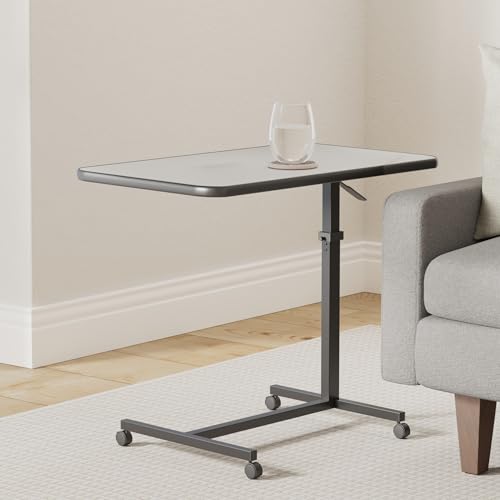 ProHeal Medical Overbed Table with Wheels and Adjustable Height - Gray Rolling Over Bed Table for Home and Hospital Use - color: Grey
