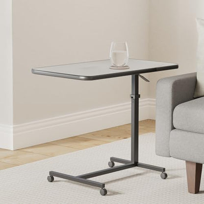 ProHeal Medical Overbed Table with Wheels and Adjustable Height - Gray Rolling Over Bed Table for Home and Hospital Use - color: Grey