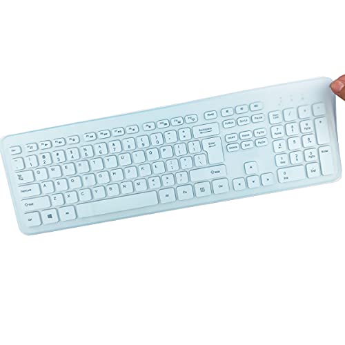 Universal Keyboard Cover Skin for Standard Size PC Computer Desktop Keyboards (17.52" x 5.51"), Clear Waterproof Anti-Dust Silicone-Blue - color: Blue, size: 17.52 x 5.51 Inch