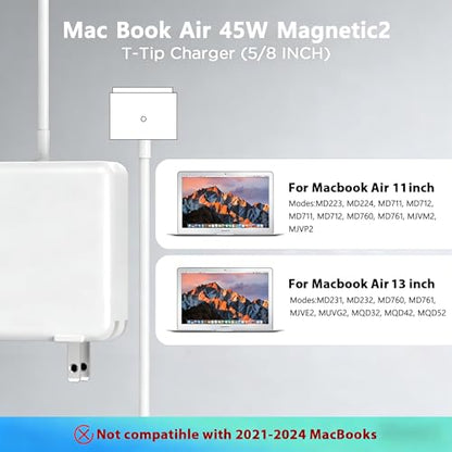 45W Charger for MacBook Air, 45W Magnetic2 T-Tip Power Adapter Charger Replacement for Mac Air 11/13 Inch(Applicable to 2012-2017) - size: PA-45W